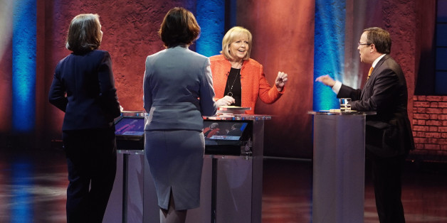 Die NRW-Ministerpräsidentin Hannelore Kraft und ihr Herausforderer Armin Laschet beim gestrigen TV-Duell