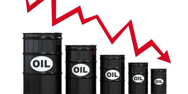 Oil Barrels with Red Arrow isolated on white background. 3D render