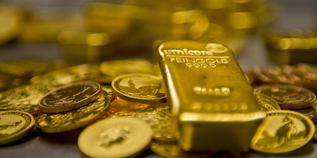 Muenchen, Germany - February 16: Gold bar and Gold Coins in the safe of Pro Aurum Gold trading house on February 16, 2016 in Muenchen, Germany. (Photo by Michael Gottschalk/Photothek via Getty Images)