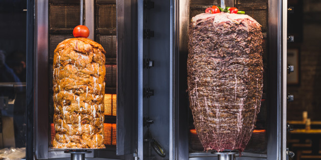 Bbq meat for turkish doner kebab in a restaurant in istanbul. Asian street food
