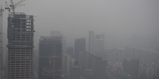 BEIJING, CHINA - APRIL 16: A general view of the centre of Beijing with a heavy cloud of pollution over the city on April 16, 2017 in Beijing, China (Ian Hitchcock/Getty Images)