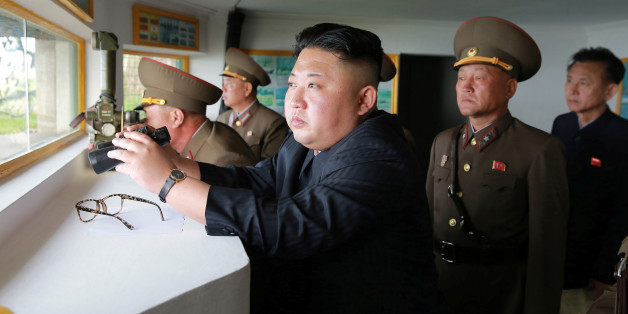 North Korean leader Kim Jong Un inspects the defence detachment on Jangjae Islet and the Hero Defence Detachment on Mu Islet located in the southernmost part of the waters off the southwest front, in this undated photo released by North Korea's Korean Central News Agency (KCNA) on May 5, 2017. KCNA/ via REUTERSATTENTION EDITORS - THIS PICTURE WAS PROVIDED BY A THIRD PARTY. REUTERS IS UNABLE TO INDEPENDENTLY VERIFY THE AUTHENTICITY, CONTENT, LOCATION OR DATE OF THIS IMAGE. FOR EDITORIAL USE ONLY.