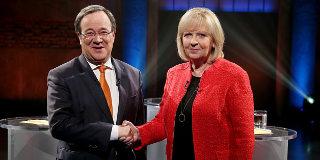 Ministerpräsidentin Hannelore Kraft (SPD) und Armin Lascht (CDU) beim TV-Duell.