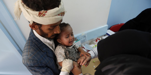 A Yemeni child suspected of being infected with cholera receives treatment at a hospital in Sanaa on May 6, 2017.At least 570 suspected cases of cholera have surfaced in war-torn Yemen in the past three weeks, sparking fears of a potential epidemic, Doctors Without Borders said. Healthcare has dramatically deteriorated in Yemen as conflict between Iran-backed rebels and the Saudi-supported government continues to escalate, leaving hospitals destroyed and millions struggling to find access to foo