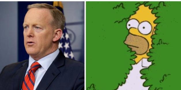 Flucht vor der Presse? Trump-Sprecher Spicer versteckt sich im Gebüsch des Weißen Hauses