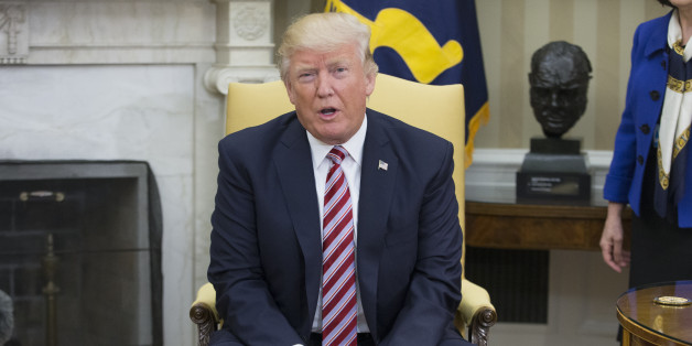 WASHINGTON, DC - MAY 16: US President Donald Trump delivers remarks to members of the news media during a meeting with President of Turkey Recep Tayyip Erdogan (not pictured), in the Oval Office of the White House on May 16, 2017 in Washington, DC. Trump and Erdogan face the issue of working out cooperation in the fight against terrorism as Turkey objects to the US arming of Kurdish forces in Syria. (Photo by Michael Reynolds-Pool/Getty Images)