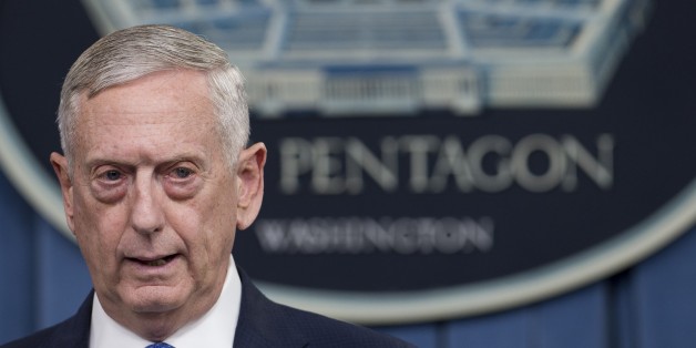US Secretary of Defense Jim Mattis speaks during a press briefing at the Pentagon in Washington, DC, May 19, 2017.
Pentagon chief Jim Mattis stressed Thursday that America is not getting more involved in Syria's civil war, after the US-led coalition struck a pro-regime convoy heading for a remote garrison. / AFP PHOTO / SAUL LOEB (Photo credit should read SAUL LOEB/AFP/Getty Images)
