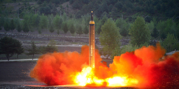 This picture taken on May 14, 2017 and released from North Korea's official Korean Central News Agency (KCNA) on May 15 shows a test launch of the ground-to-ground medium long-range strategic ballistic rocket Hwasong-12 at an undisclosed location. / AFP PHOTO / KCNA VIA KNS / STR / South Korea OUT / REPUBLIC OF KOREA OUT ---EDITORS NOTE--- RESTRICTED TO EDITORIAL USE - MANDATORY CREDIT 'AFP PHOTO/KCNA VIA KNS' - NO MARKETING NO ADVERTISING CAMPAIGNS - DISTRIBUTED AS A SERVICE TO CLIENTSTHIS PI
