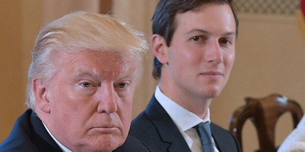 US President Donald Trump (L) and White House senior advisor Jared Kushner take part in a bilateral meeting with Italy's Prime Minister Paolo Gentiloni (not seen) in Villa Taverna, the US ambassador's residence, in Rome on May 24, 2017.After a private audience wit Pope Francis early in the morning Trump's family will fly to Brussels this afternoon for meetings with EU and NATO officials before returning to Italy for the G7 summit in Sicily on May 26-27. / AFP PHOTO / MANDEL NGAN (Photo cr