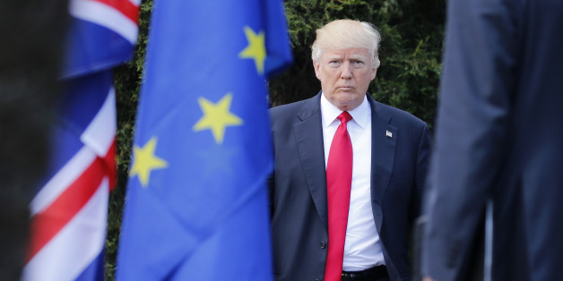 US President Donald Trump arrives to pose for a family photo with participants of the G7 summit during the Summit of the Heads of State and of Government of the G7, the group of most industrialized economies, plus the European Union, on May 27, 2017 in Taormina, Sicily.The leaders of Britain, Canada, France, Germany, Japan, the US and Italy will be joined by representatives of the European Union and the International Monetary Fund (IMF) as well as teams from Ethiopia, Kenya, Niger, Nigeria and T
