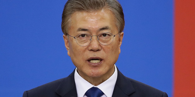 SEOUL, SOUTH KOREA - MAY 10: South Korea's new President Moon Jae-In speaks during his presidential inauguration ceremony at National Assembly on May 10, 2017 in Seoul, South Korea. Moon Jae-in of Democratic Party, was elected as the new president of South Korea in the election held on May 9, 2017. (Photo by Chung Sung-Jun/Getty Images)