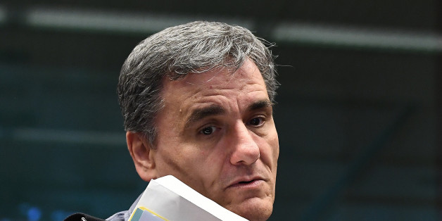 Greece's Finance Minister Euclid Tsakalotos looks on during a Eurogroup finance ministers meeting on May 22, 2017 at the European Council in Brussels. / AFP PHOTO / EMMANUEL DUNAND (Photo credit should read EMMANUEL DUNAND/AFP/Getty Images)