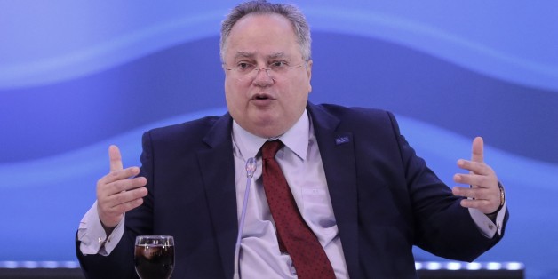 RHODES, GREECE - MAY 23 : Greek Foreign Minister Nikos Kotzias holds a media conference following the Second Rhodes Conference for Security and Stability in Rhodes, Greece on May 23, 2017.
(Photo by Ayhan Mehmet/Anadolu Agency/Getty Images)