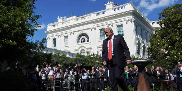 U.S. President Donald Trump exits following an announcement in the Rose Garden of the White House in Washington, D.C., U.S., on Thursday, June 1, 2017. Trump announced the U.S. would withdraw from the Paris climate pact and that he will seek to renegotiate the international agreement in a way that treats American workers better. Photographer: T.J. Kirkpatrick/Bloomberg via Getty Images