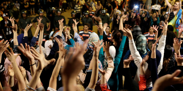 Women shout during a protest against official abuses and corruption in the town of Al-Hoceima, Morocco June 3, 2017. REUTERS/Youssef Boudlal