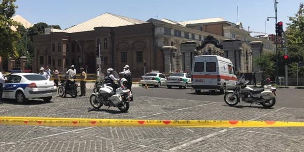 TEHRAN, IRAN - JUNE 7: Police take security measures at the scene after gunmen opened fire at Irans parliament and the shrine of Ayatollah Khomeini in the capital Tehran, Iran on June 7, 2017. (Photo by Fatemeh Bahrami/Anadolu Agency/Getty Images)
