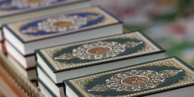 Detail of copies of The Koran inside Sheikh Zayed Grand Mosque, Abu Dhabi.