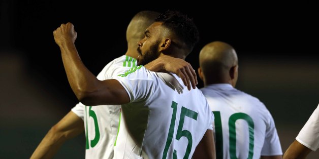 Soudani Hillal El Arabi of Algeria celebrates a goal during Friendly Match Algeria v Guinea at the Mustapha Tchaker Stadium in Blida, Algeria, on 6 June 2017. (Photo by Billal Bensalem/NurPhoto via Getty Images)