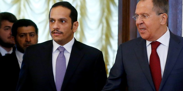 MOSCOW, RUSSIA - JUNE 10: Russian Foreign Minister Sergey Lavrov (R) and Foreign Minister of Qatar Mohammed bin Abdulrahman bin Jassim Al-Thani (L) meet in Moscow, Russia on June 10, 2017. (Photo by Sefa Karacan/Anadolu Agency/Getty Images)
