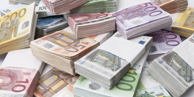 stack of different euro banknotes
