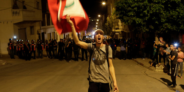 A protester shouts during a protest against official abuses and corruption in the town of Al-Hoceima, Morocco June 3, 2017. REUTERS/Youssef Boudlal
