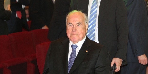 Former chancellor Helmut Kohl arrives on his wheelchair before the start of an event to celebrate the 150th anniversary of German chemicals company BASF at its headquarter in Ludwigshafen am Rhein, western Germany, on April 23, 2015. AFP PHOTO / DANIEL ROLAND (Photo credit should read DANIEL ROLAND/AFP/Getty Images)