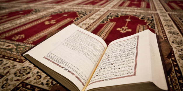 VILVOORDE, BELGIUM - JANUARY 13: Coran in Arabic and French inside the Annasr Mosque on January 13, 2014 in Vilvoorde, Belgium. (Photo by Virginie Nguyen Hoang for The Washington Post via Getty Images)