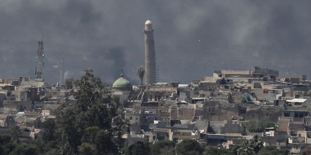 La mosquée Al-Nuri dans la vieille ville de Mossoul, 17 avril Apri 2017.