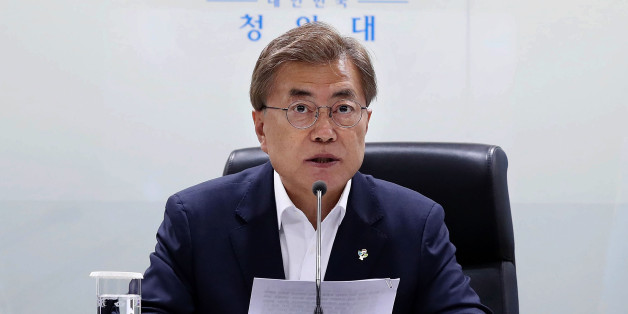 SEOUL, SOUTH KOREA - JUNE 08: In this handout photo released by the South Korean Presidential Blue House, South Korean President Moon Jae-in speaks as he presides over a meeting of the National Security Council at the presidential Blue House on June 8, 2017 in Seoul, South Korea. According to the South Korean military, North Korea launched several cruise missiles from the east coast toward the ocean on June 8, 2017 in its fourth missile test in four weeks. The launch came amid the international