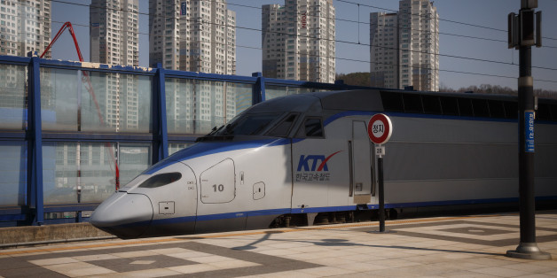 Korean KTX bullet train on the route from Seoul to Busan