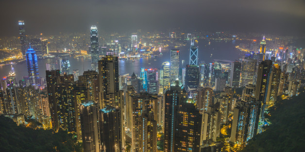 Night time on Victoria Peak in Hong kong