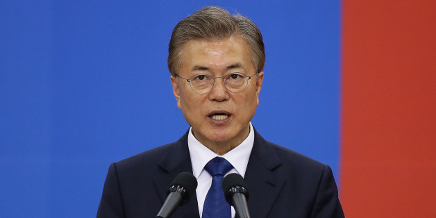 SEOUL, SOUTH KOREA - MAY 10: South Korea's new President Moon Jae-In speaks during his presidential inauguration ceremony at National Assembly on May 10, 2017 in Seoul, South Korea. Moon Jae-in of Democratic Party, was elected as the new president of South Korea in the election held on May 9, 2017. (Photo by Chung Sung-Jun/Getty Images)