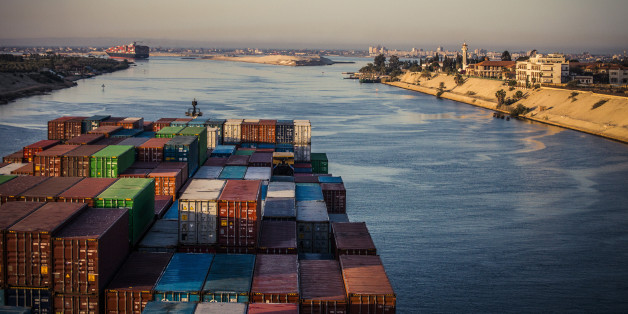 Container Ship Passing Through The Suez Canal