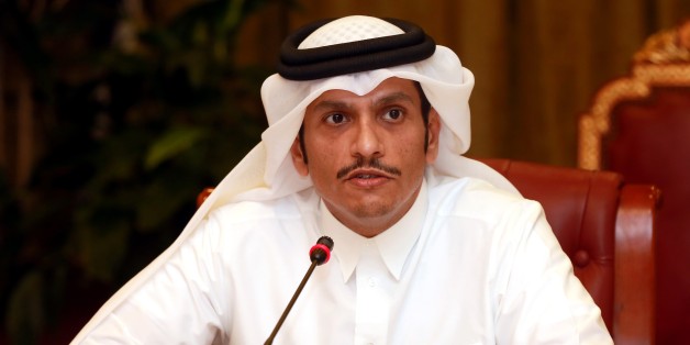 DOHA, QATAR - JUNE 18 : Qatari Foreign Minister Sheik Mohammed bin Abdulrahman Al Sani delivers a speech during a press conference in Doha, Qatar on June 18, 2017. (Photo by Mohamed Farag/Anadolu Agency/Getty Images)