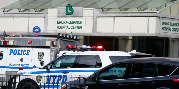 Police vehicles line the streets outside the hospital after an incident in which a gunman fired shots inside the Bronx-Lebanon Hospital in New York City, U.S. June 30, 2017.