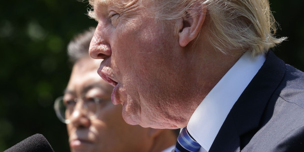 WASHINGTON, DC - JUNE 30: President Donald Trump and South Korean President Moon Jae-in deliver joint statements in the Rose Garden of the White House on June 30, 2017 in Washington, DC. President Moon is on a three-day visit in Washington. He had an Oval Office meeting with President Trump prior to joint statements. (Photo by Alex Wong/Getty Images)