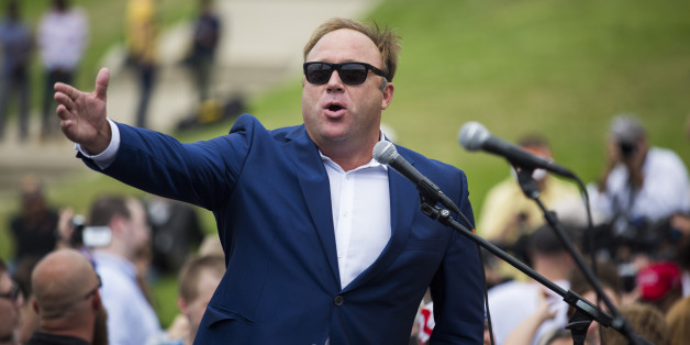 CLEVELAND, OH - JULY 18: Conspiracy theorist and radio talk show host Alex Jones speaks during a rally in support of Donald Trump near the Republican National Convention iJuly 18, 2016 in Cleveland, Ohio. (Photo by Brooks Kraft/ Getty Images)