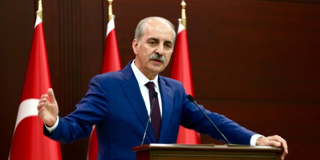 ANKARA, TURKEY - JULY 3: Turkish Deputy Prime Minister and government spokesperson Numan Kurtulmus gives a speech during a press conference after the cabinet meeting in Ankara, Turkey on July 3, 2017.
(Photo by Ahmet Bolat/Anadolu Agency/Getty Images)