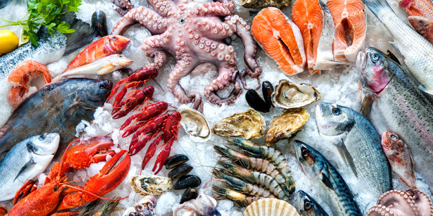 Seafood on ice at the fish market