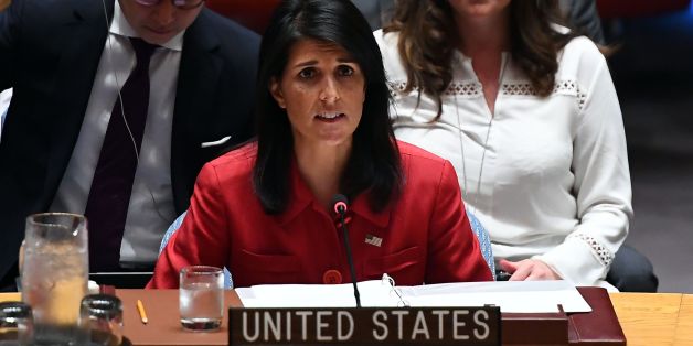US Ambassador to the United Nations Nikki Haley speaks during a Security Council meeting on North Korea at the UN headquarters in New York on July 5, 2017. The UN Security Council held an emergency meeting after North Korea said it had successfully tested its first intercontinental ballistic missile. / AFP PHOTO / Jewel SAMAD (Photo credit should read JEWEL SAMAD/AFP/Getty Images)