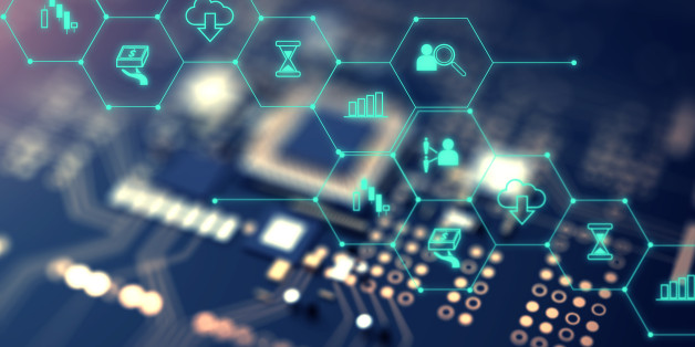 fintech icon on abstract financial technology background represent Blockchain and Fintech Investment Financial Internet Technology Concept.