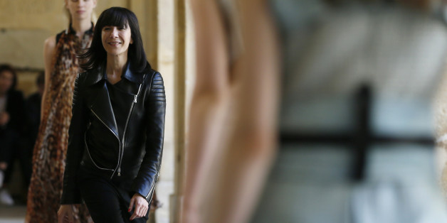French designer Bouchra Jarrar appears at the end of her Haute Couture Fall/Winter 2014-2015 fashion show in Paris July 8, 2014. REUTERS/Gonzalo Fuentes (FRANCE - Tags: FASHION)