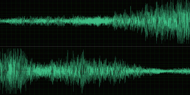 A mocked up screen showing seismic activity 'earthquake sensor' with 6.5 on the Richter scale.