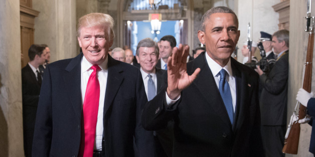 President-elect Donald Trump, left, and President Barack Obama arrive for Trump's inauguration ceremony at the Capitol in Washington, D.C., U.S. January 20, 2017. REUTERS/J. Scott Applewhite/Pool