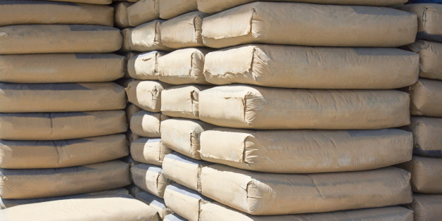 cement bags stacked in warehouse