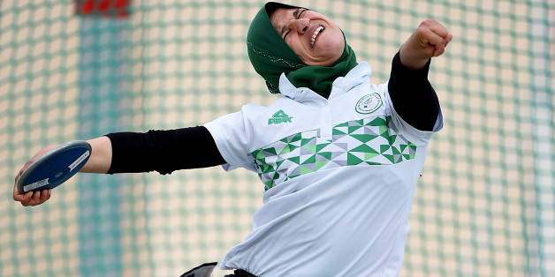 DUBAI, UNITED ARAB EMIRATES - MARCH 23: Mounia Gasmi of Algeria competes in Discus Wheelchair Women's final during the 9th Fazza International IPC Athletics Grand Prix Competition - World Para Athletics Grand Prix on March 23, 2017 in Dubai, United Arab Emirates. (Photo by Tom Dulat/Getty Images)