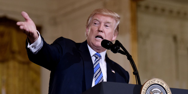 President Donald Trump gestures during a Made in America product showcase event at the White House in Washington, DC, on July 17, 2017. / AFP PHOTO / Olivier Douliery (Photo credit should read OLIVIER DOULIERY/AFP/Getty Images)