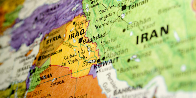 A photo of a map of Iraq and Iran.