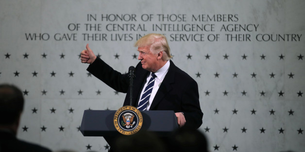 U.S. President Donald Trump delivers remarks during a visit to the Central Intelligence Agency (CIA) in Langley, Virginia U.S. January 21, 2017. REUTERS/Carlos Barria