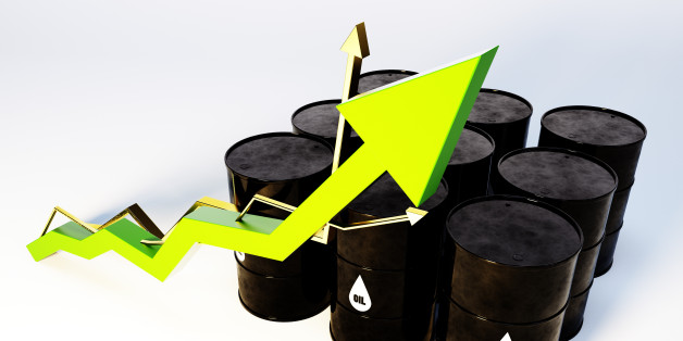 3d image of oil barrels with graph growing